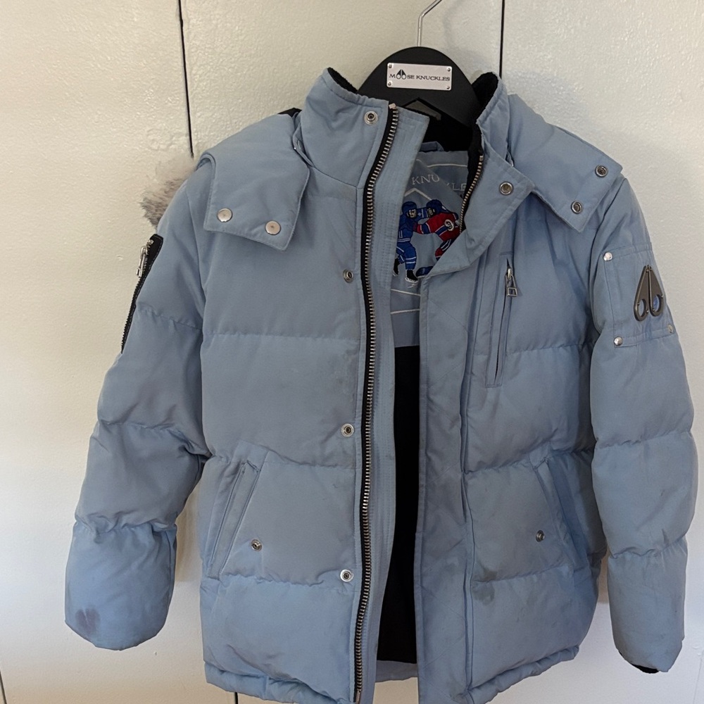 Moose Knuckles Light Blue Kids Jacket